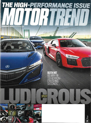 MOTOR TREND 2016 FEB - NSX, R8, GT359R vs Z/28, CARRERA S, F12tdf